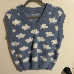Blue cloud sweater vest